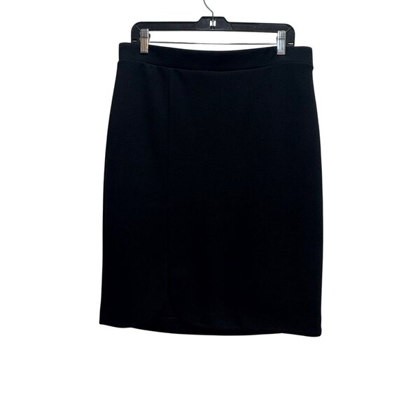 VTG Elle Womens Black Textured Pencil Skirt Lg Stretch Pull On Classic Dark Acad - Picture 3 of 8